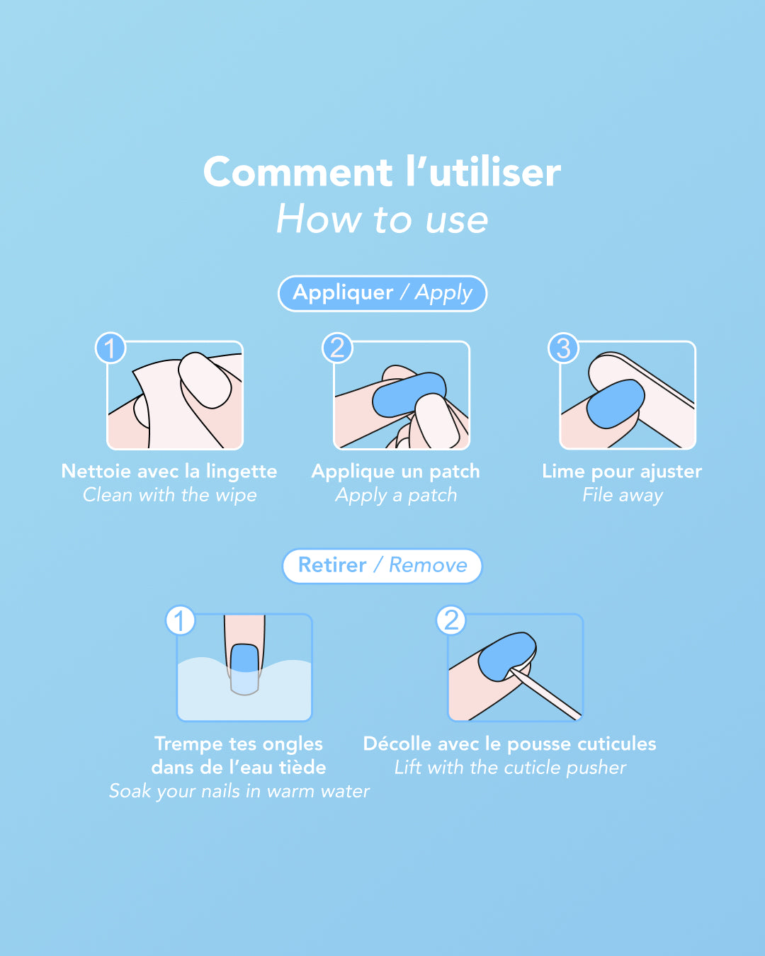 Nail Art Patches x La Folie Douce™ Merci Handy – illustrated step-by-step how-to for the patches